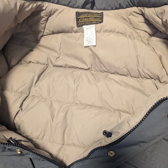 Vintage Goose Down Puffer Eddie Bauer Jacket Size XL Winter Grey - Picture 4 of 10